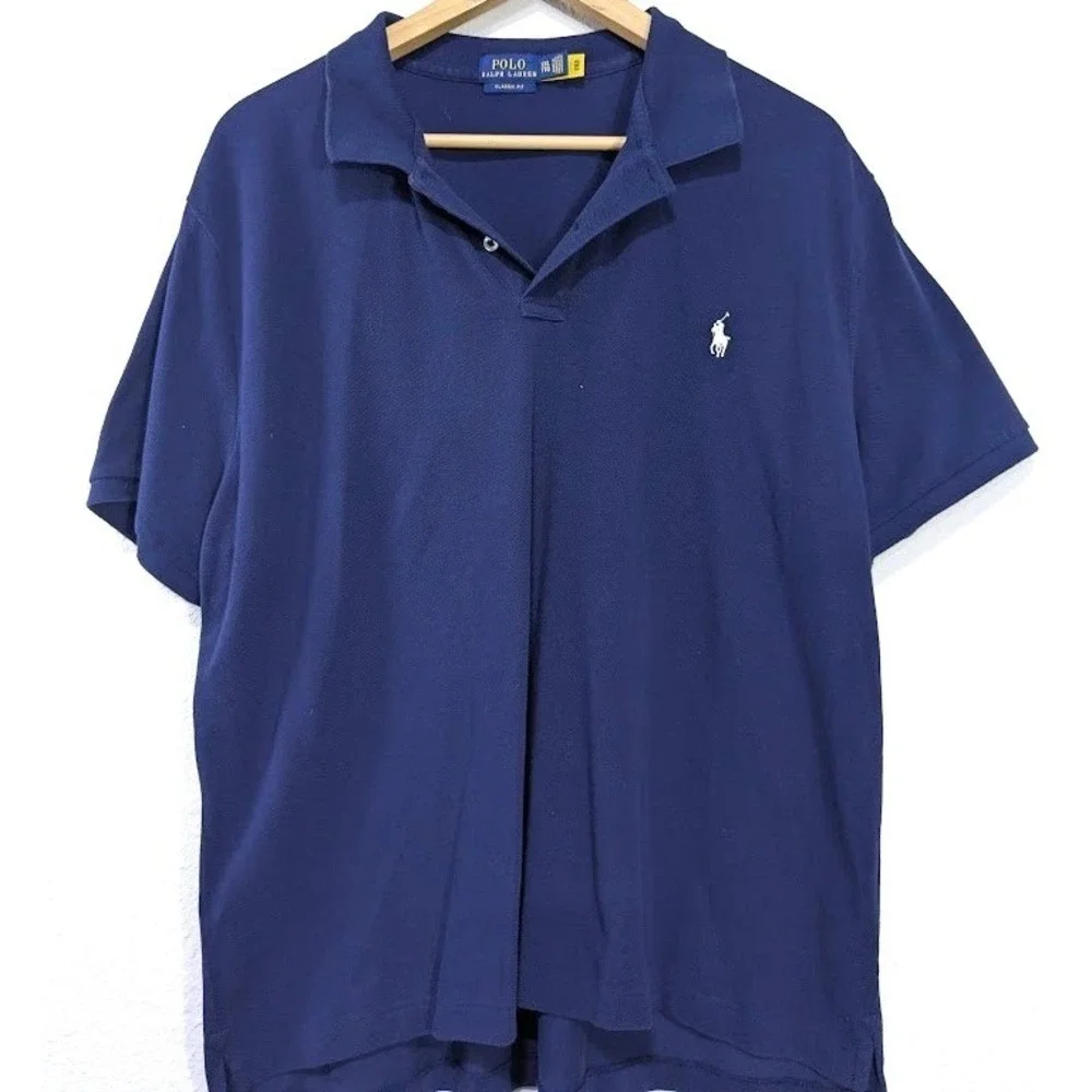 Polo Ralph Lauren Men Polo Shirt XXL Blue Classic Fit Short Sleeve‎ Cotton